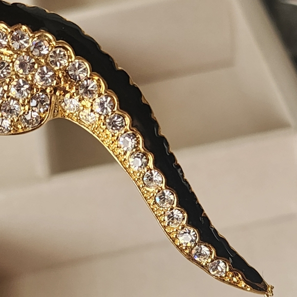 Large Statement Alligator Crocodile Austrian Crystal and Enamel Brooch Pin - Picture 8 of 9